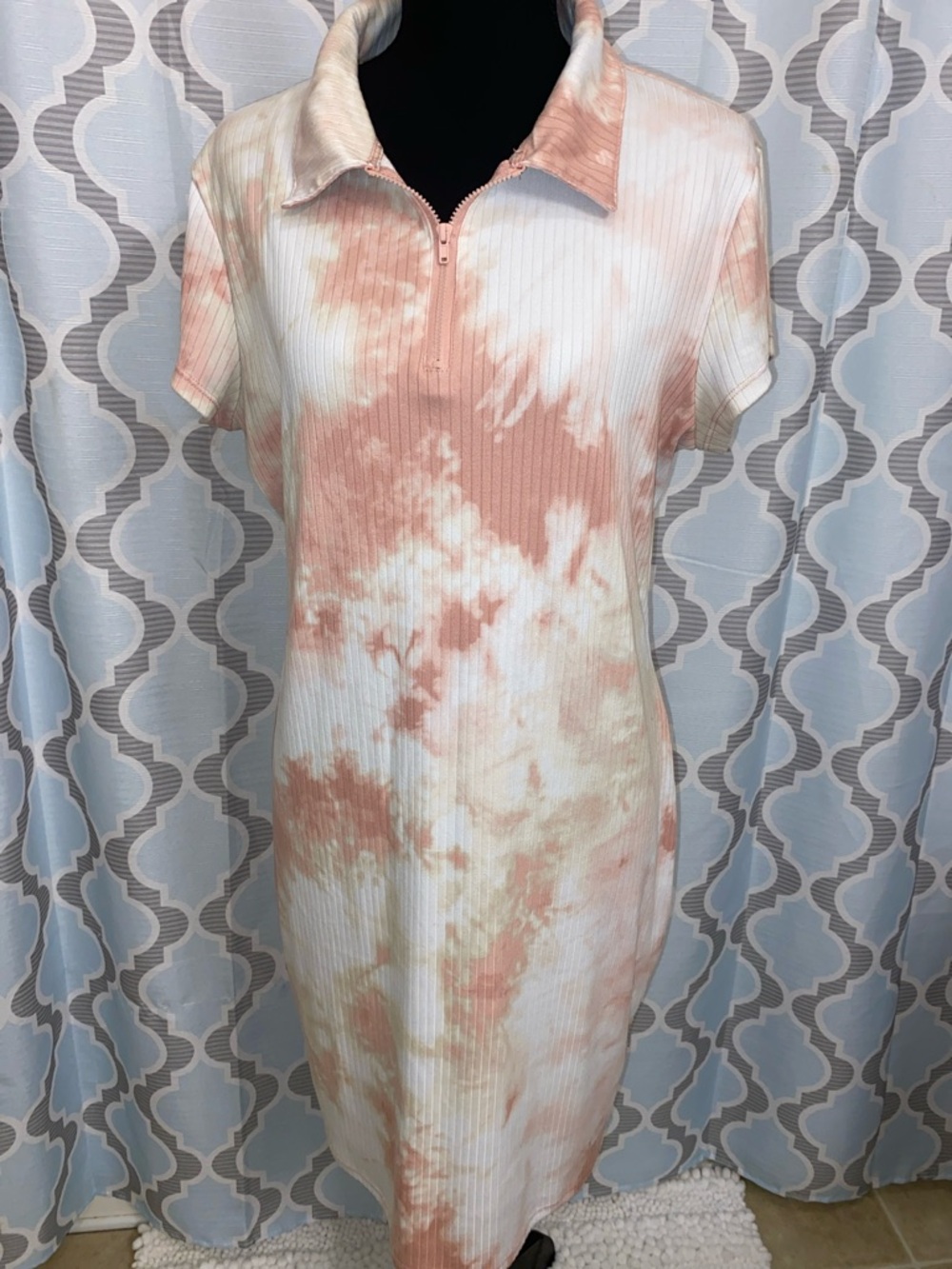 No Boundaries Peach and Cream Tie-Dye Ribbed Dress